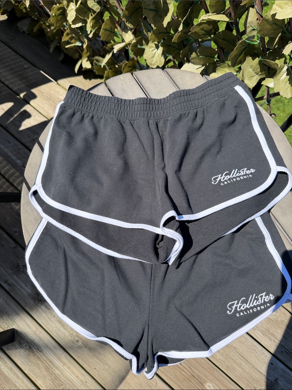 Hollister Black Athletic Shorts with White Piping 2 pack.